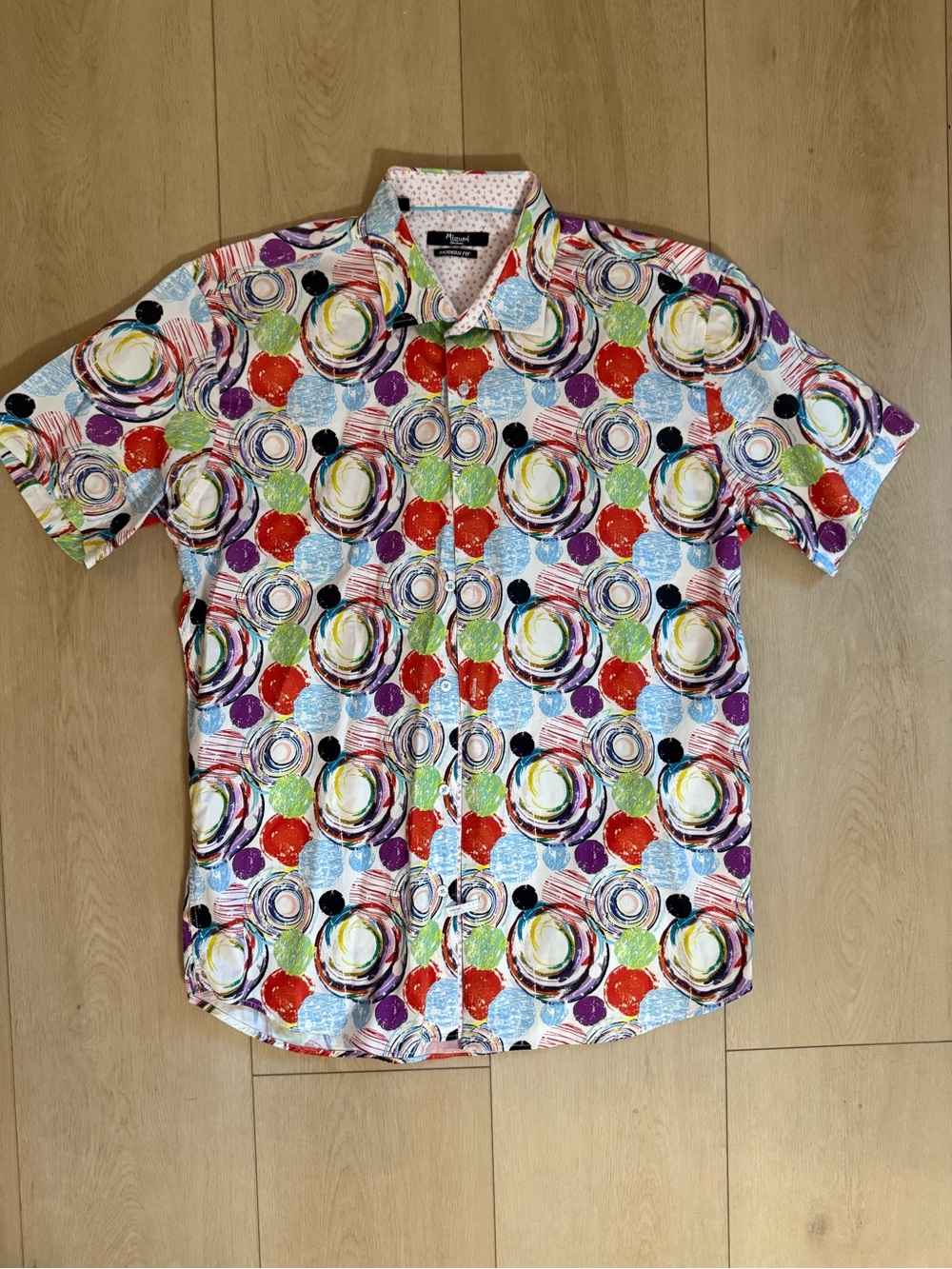 Multicolor Abstract Circle Print Short-Sleeve Shirt - Unknown Brand